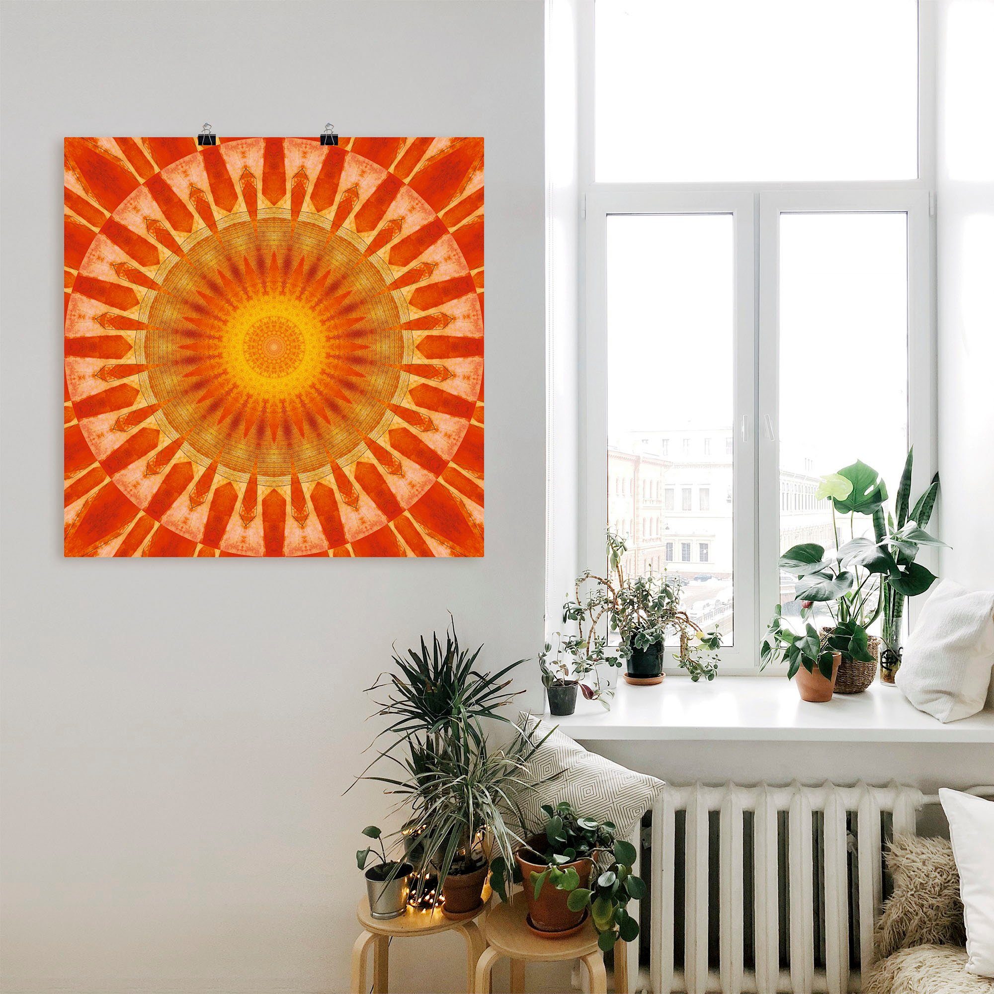 Mandala in klassische St), Leinwandbild, als Artland (1 Sonnenuntergang, Poster Wandbild Fantasie Größen oder Wandaufkleber Alubild, versch.