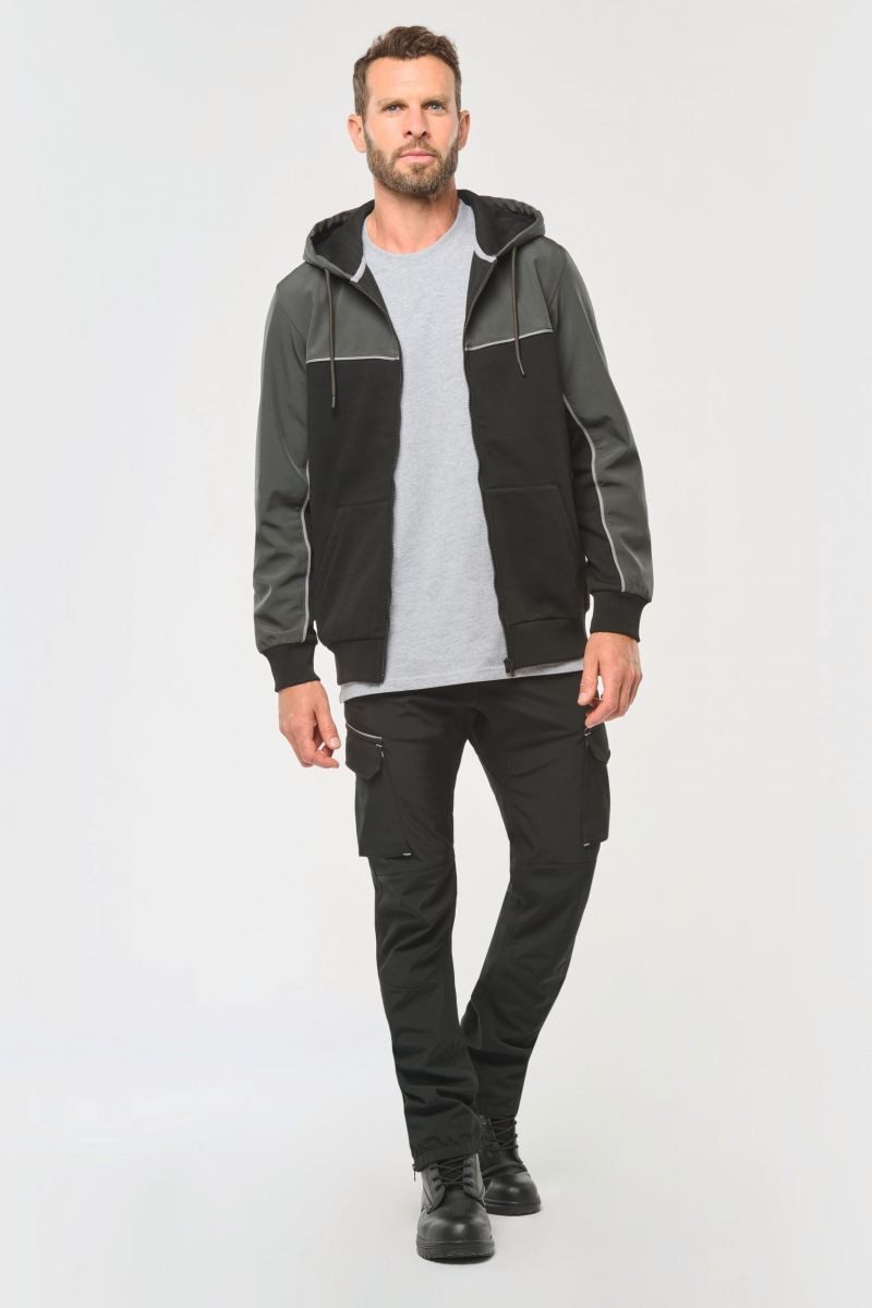 WK. Designed To Work Softshelljacke Umweltfreundliche, zweifarbige Molton-Kapuzenjacke