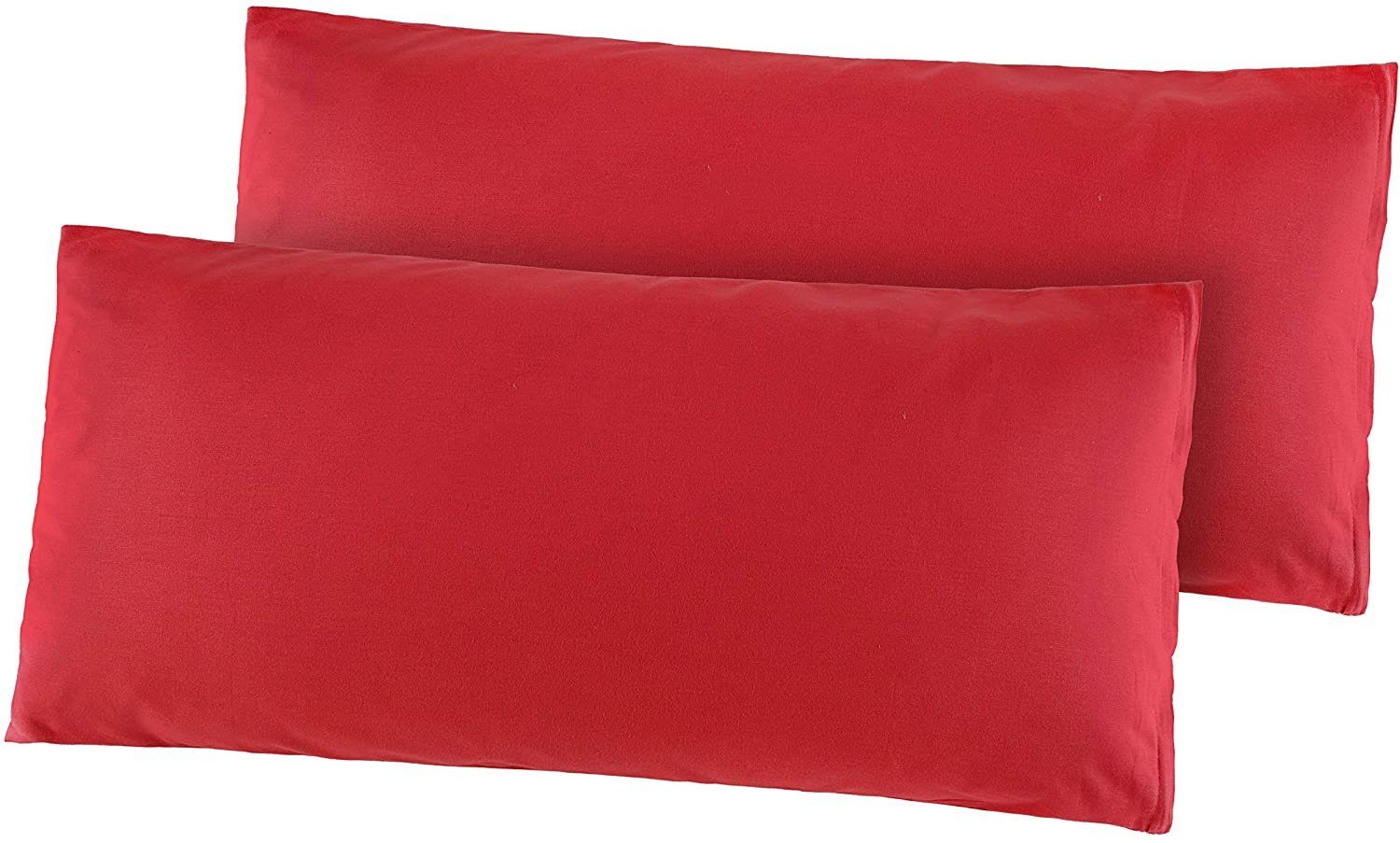 Kissenbezug 2er Set (2 Rot Doppelpack Kissenbezüge Hometex Stück), Textiles Baumwolle Reißverschluss g/m², Premium ca. Kissenhülle Exklusive, 115 verdecktem mit