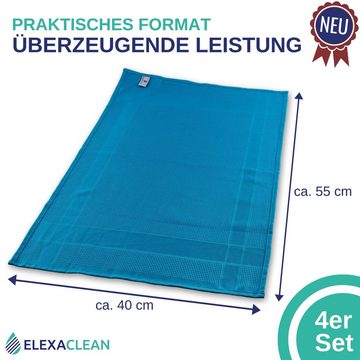 ELEXACLEAN WUNTU Universal Mikrofasertuch (40x55 cm, Set, 4-tlg., mehrfarbig, streifenfrei, fusselfrei, reinigt nur mit Wasser)