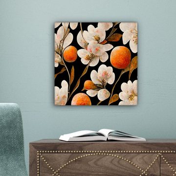 OneMillionCanvasses® Leinwandbild Blumen - Weiß - Orange - Natur, (1 St), Leinwand Bilder für Wohnzimmer Schlafzimmer, 20x20 cm