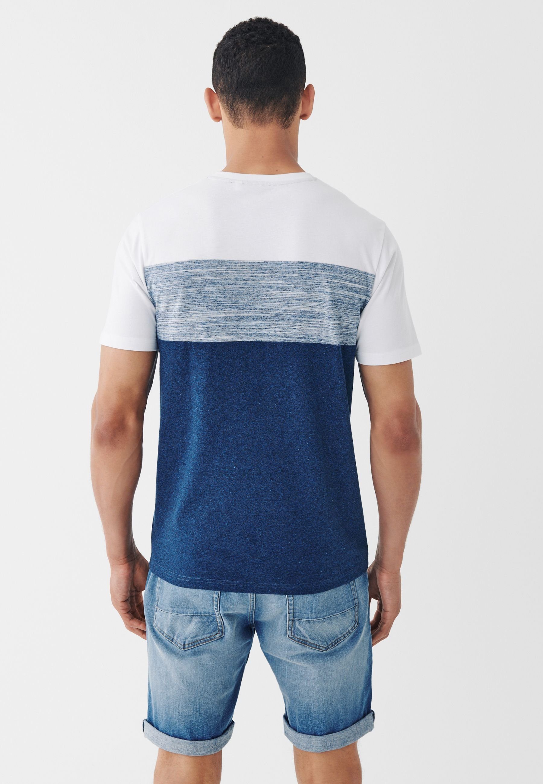 Blockfarben (1-tlg) White/Blue T-Shirt Next T-Shirt Marl in