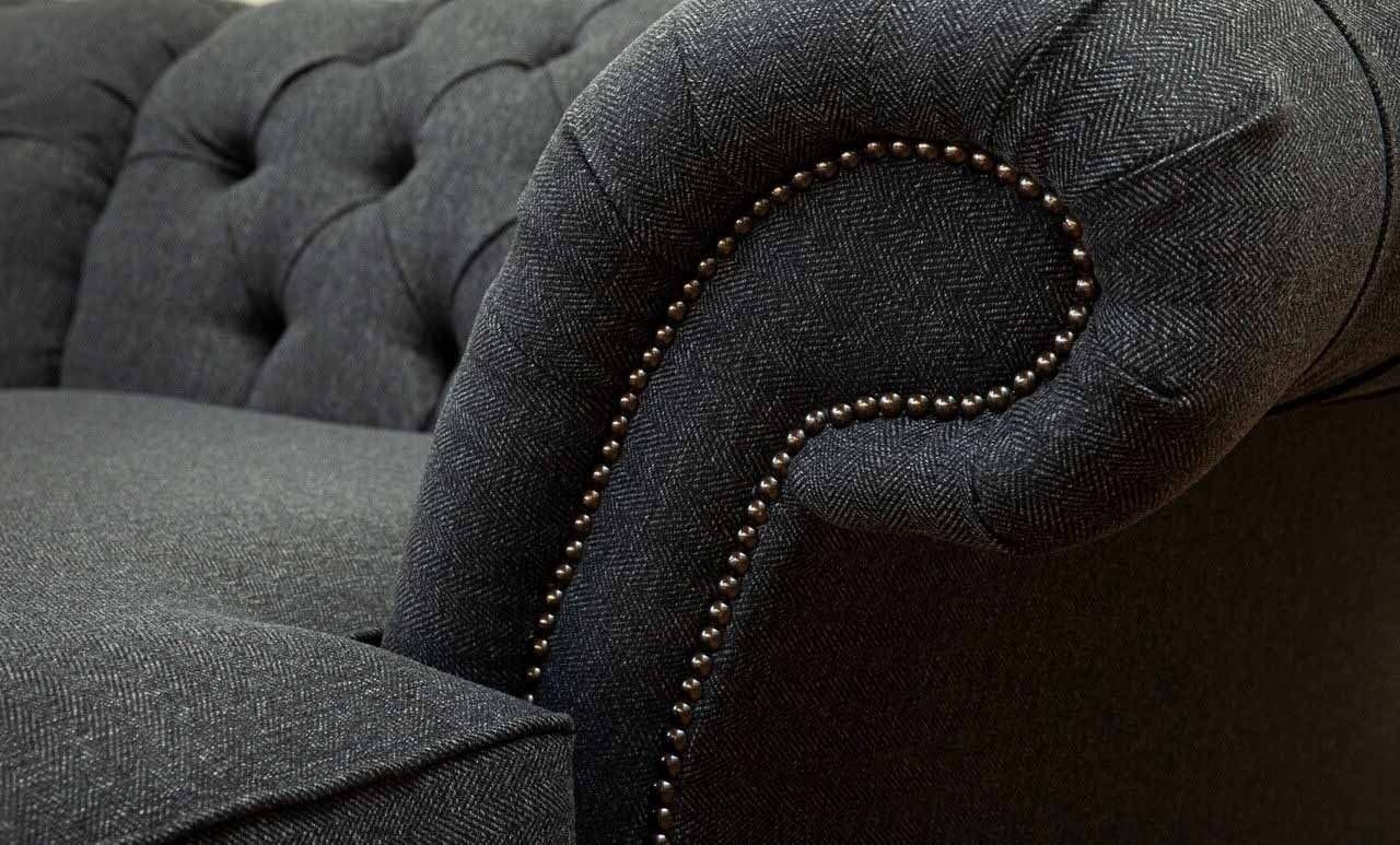 Stoff JVmoebel Design Sitz Europe Graues Made Chesterfield Ecksofa Ecksofa Textil, Couch L-Form in
