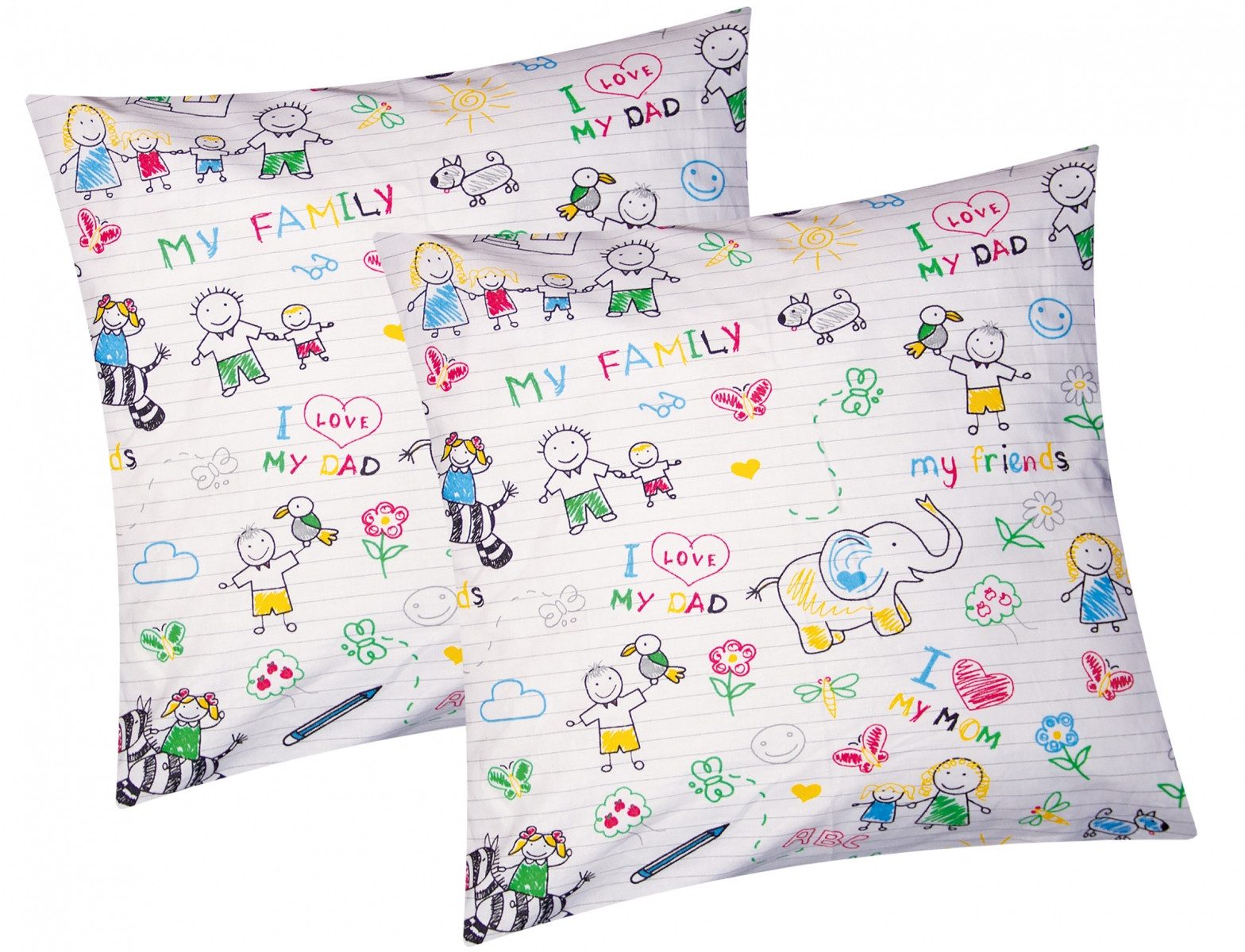 Heubergshop Kissenbezug, (2 Stück), 40x40cm Familie Tiere gemalt Baumwolle günstig online kaufen