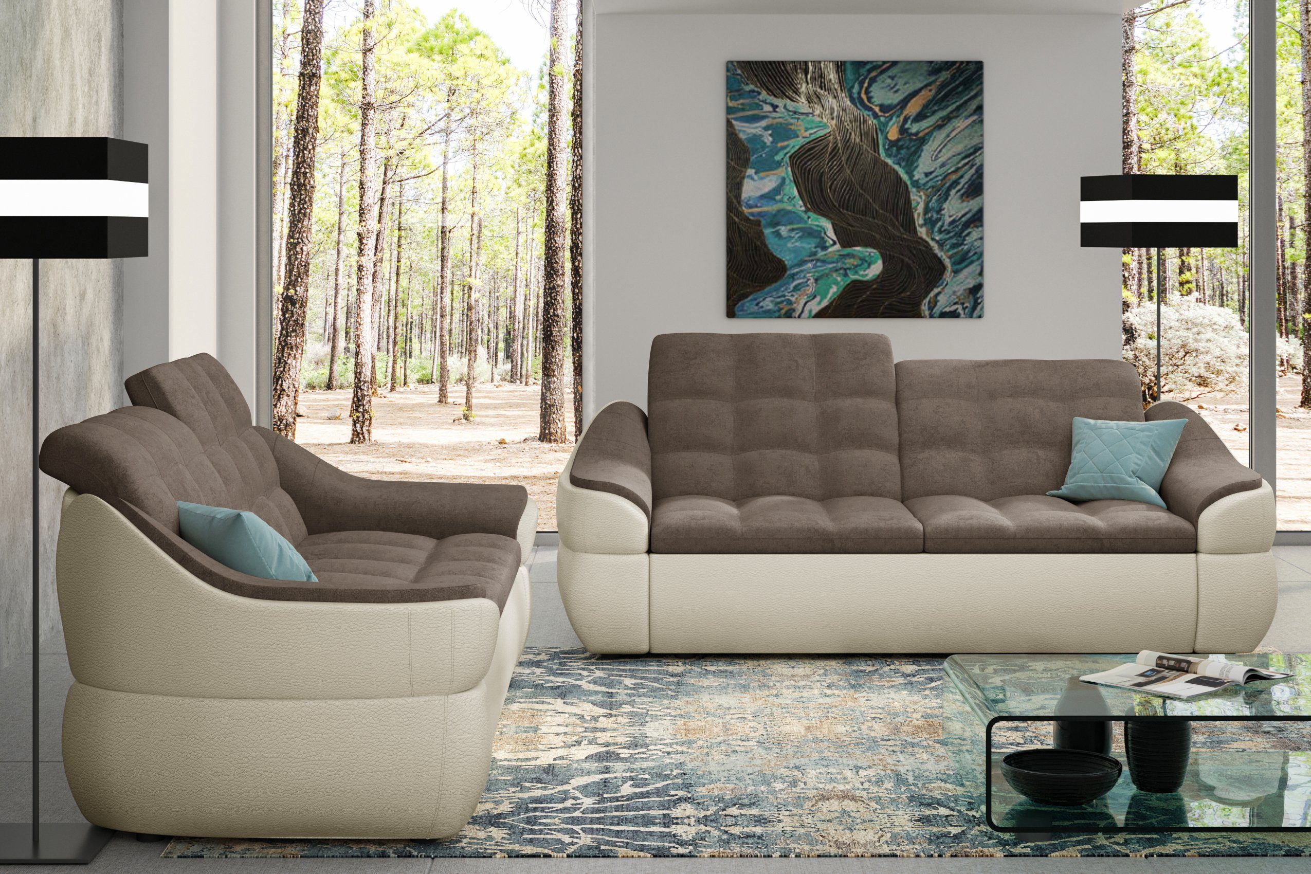 made aus Stylefy Alisa, Europa (2-tlg), 2x2-Sitzer bestehend (Set Sofa, Design, Polstergarnitur in Modern
