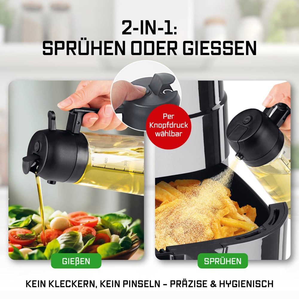 GOURMETmaxx Ölspender GOURMETmaxx 2-in-1 Ölsprüher & -spender, (1-tlg), GOURMETmaxx 2-in-1 Ölsprüher & -spender – Bild 2 von 5