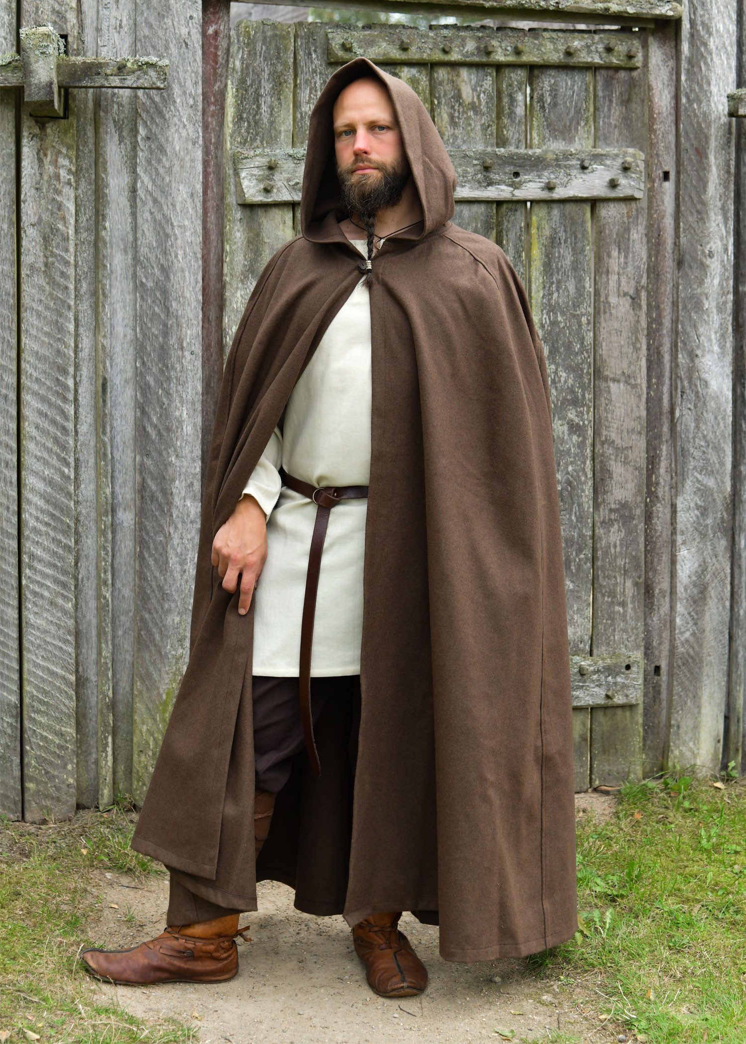 Battle Merchant Wikinger-Kostüm Wollumhang, verschiedene Farben „Jarven“ schwarz