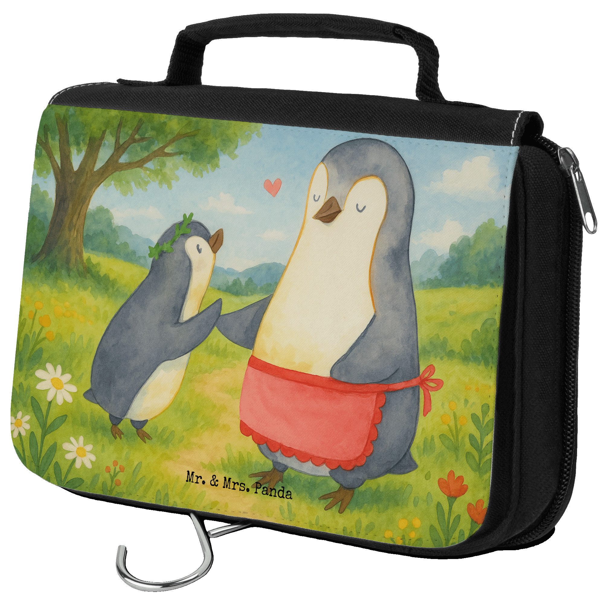Kulturbeutel Pinguin mit Kind Design, Kulturbeutel, Weiß, Mama, Geschenk, Familie