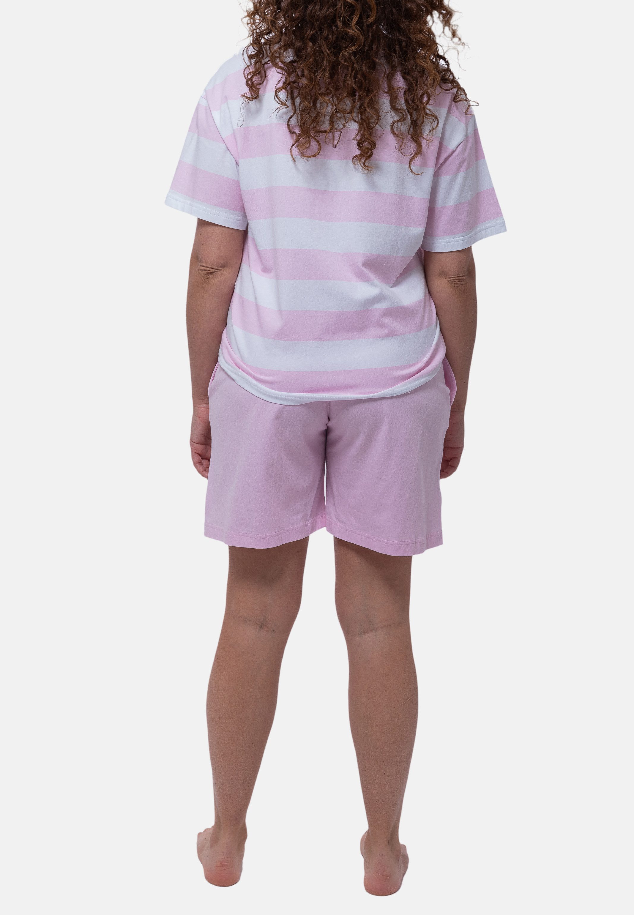 Mey Pyjama Streaked Lines (Set, 2 tlg) Schlafanzug - Baumwolle - Atmungsaktiv - Shorts mit Bindeband