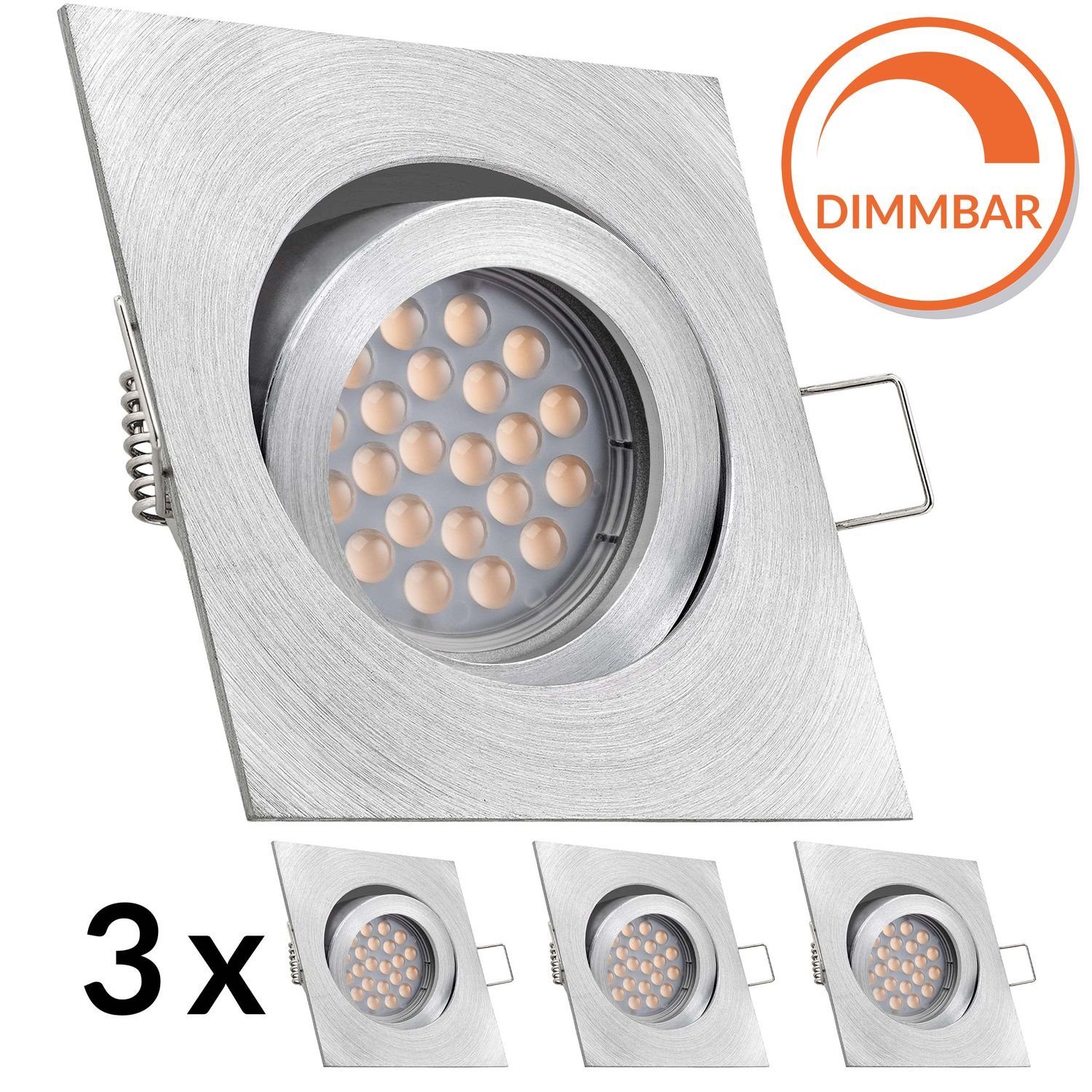 DIMMBAR 3er-Set LED Einbaustrahler Alu GU10 230V 