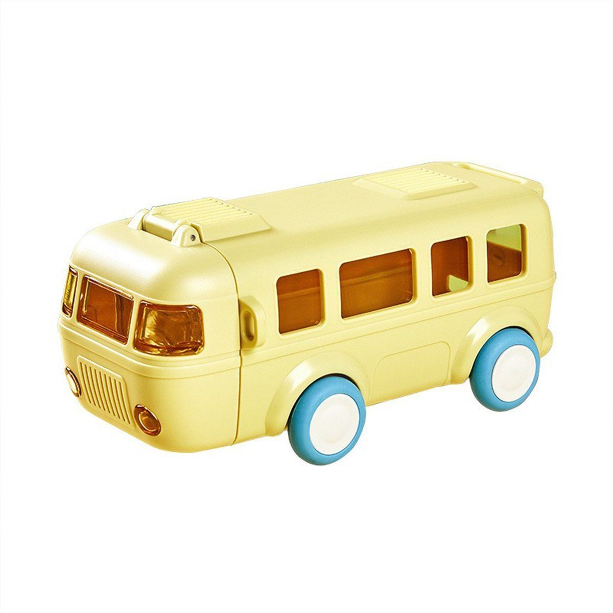 AURIVION Kinderbecher Kinder Trinkflasche 500ml mit Strohhalm & Cartoon Bus Design, 1-tlg., Edelstahl, Sportflasche mit Tragegurt für Schule, Reisen & Outdoor
