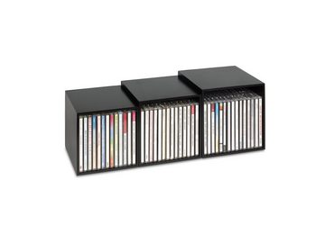 Cubix Aufbewahrungsbox cubix-CD-Boxen schwarz, 3 Aufbewahrungs-Boxen aus Holz für 40 CDs.