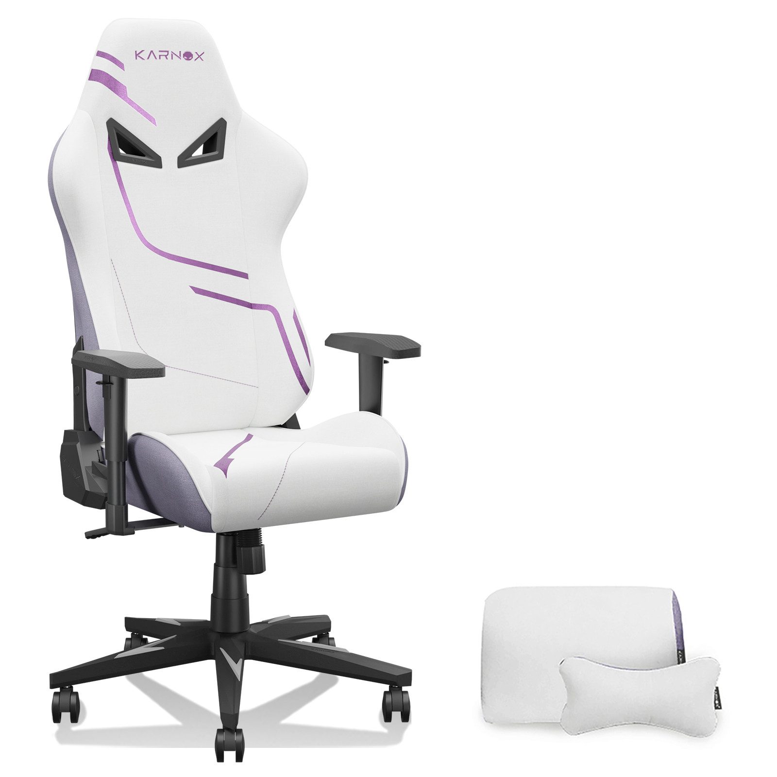 BBG Gaming-Stuhl Ergonomischer Gamingstuhl aus Stoff mit hoher Rückenlehne –Verstellbar (1 St), 90–155° Neigung, Kopf- & Lendenkissen, Metallrahmen, leise Rollen