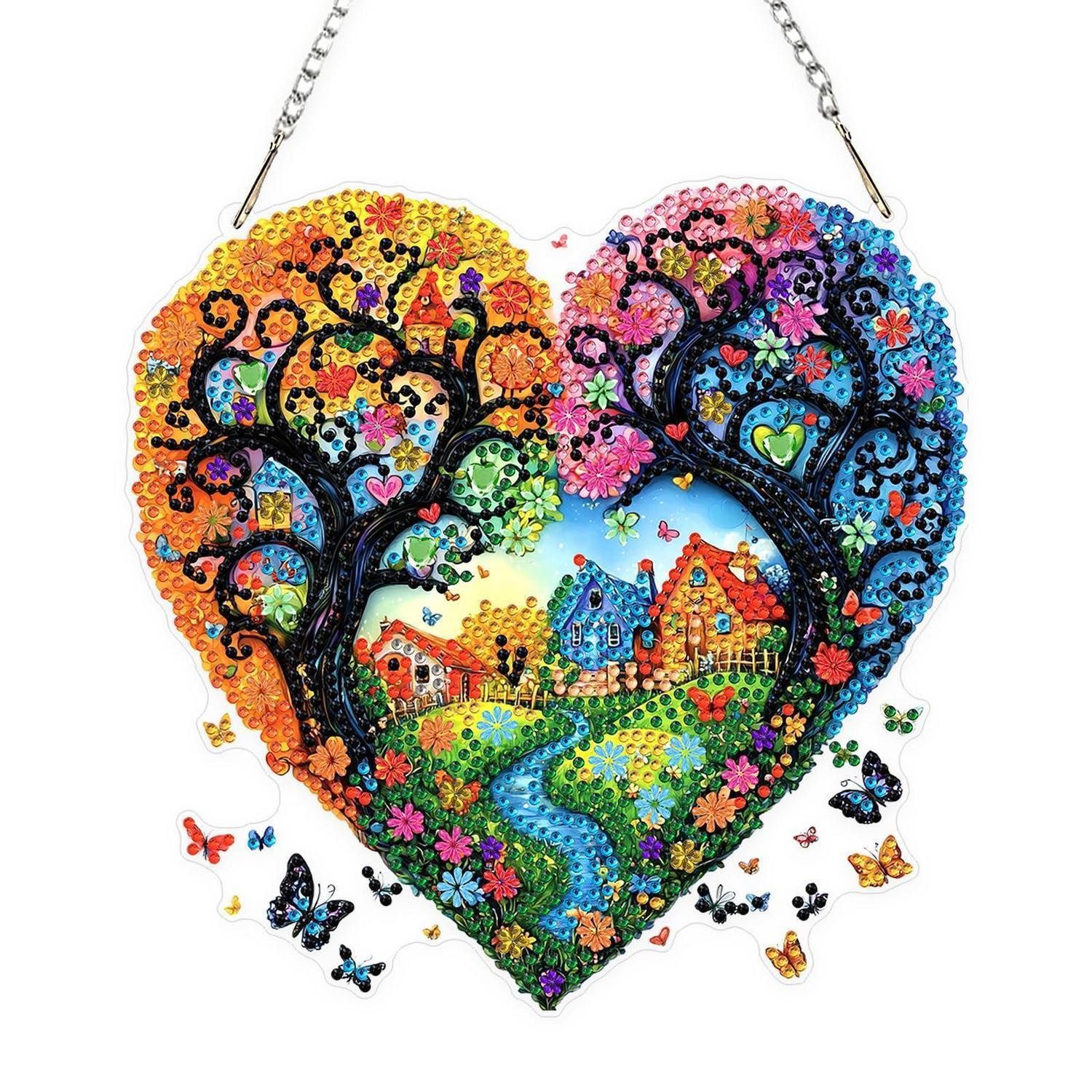 LuxusKollektion Fensterdekoration Diamond Painting Fensterbild Herz 20x20cm