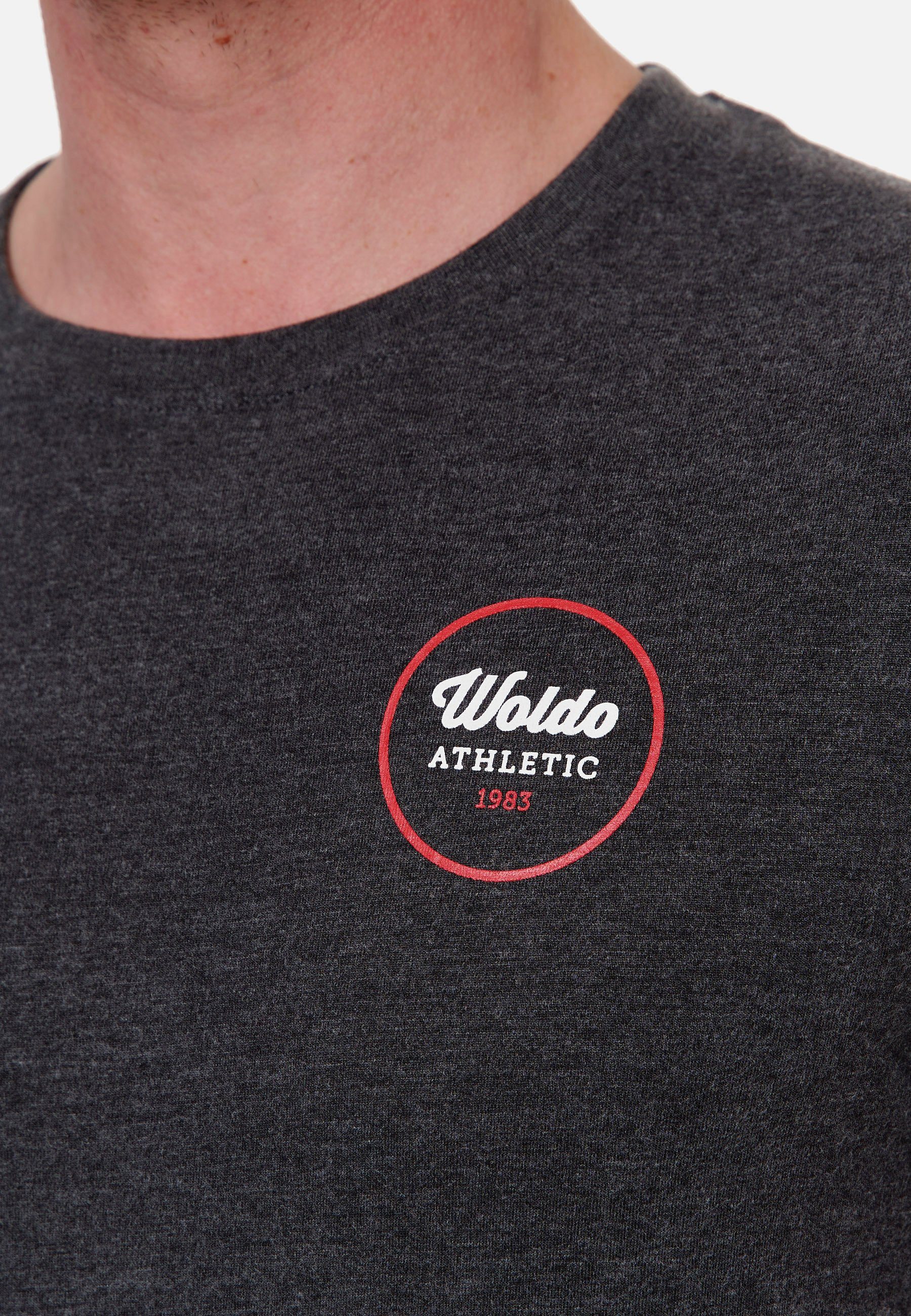 Woldo Athletic T-Shirt Print T-Shirt Runder dunkelgrau-weiß