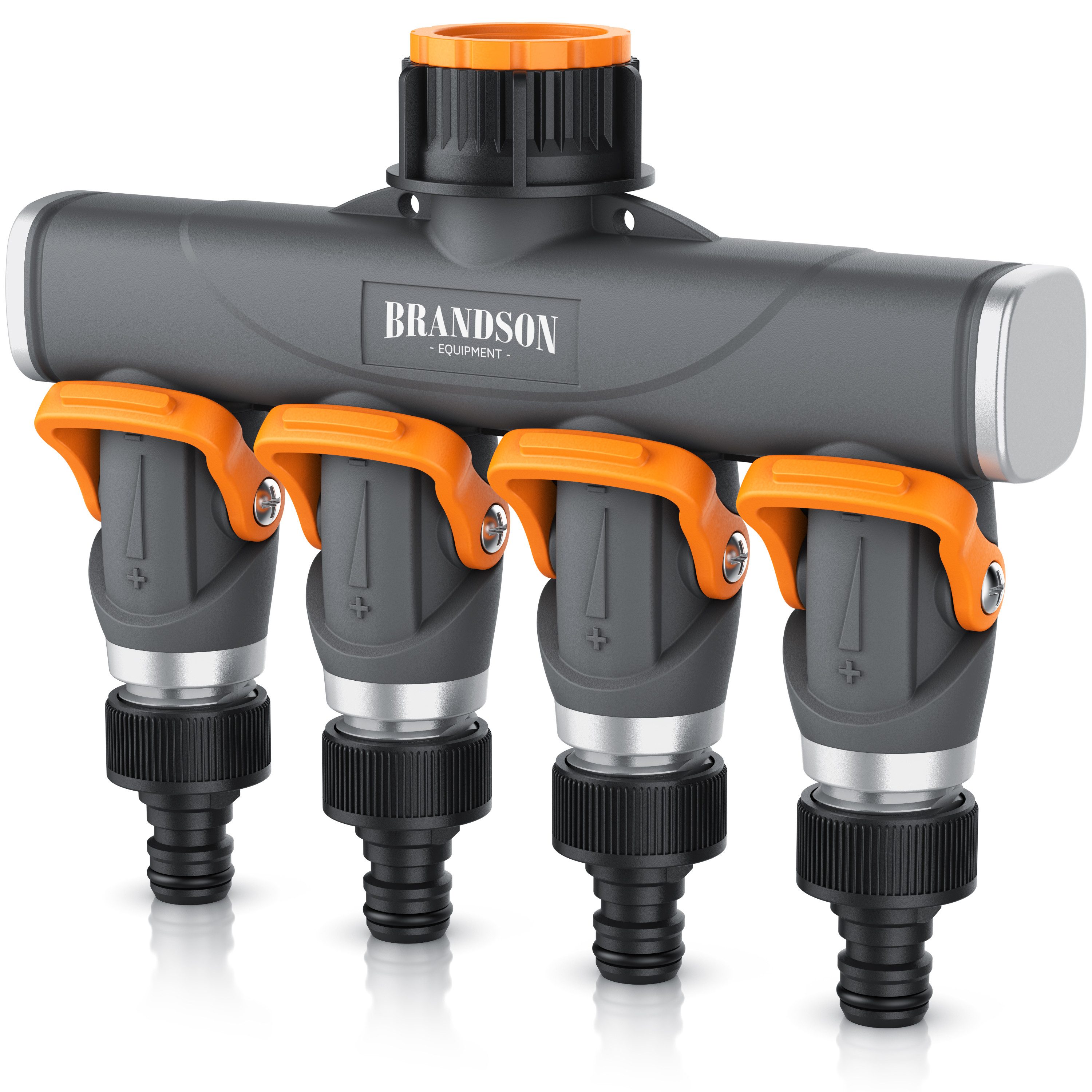 Brandson 4-Wege Verteiler 4-fach Schlauchverteiler, Gartenschlauch Wasserverteiler, 3/4 1/2 Zoll, (1-tlg), Schmaler Wasserhahn Schlauch Verteiler Regulierbar, Gartenbewässerung