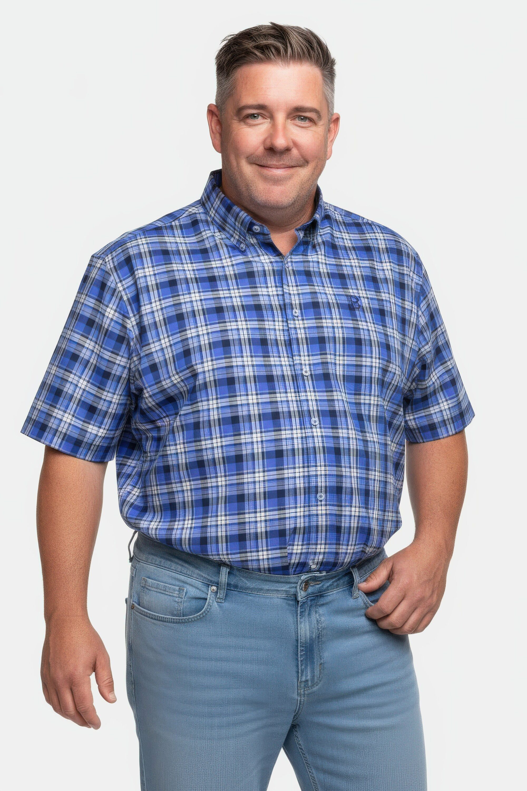 Kurzarmhemd Karohemd Halbarm Buttondown-Kragen Comfort Fit