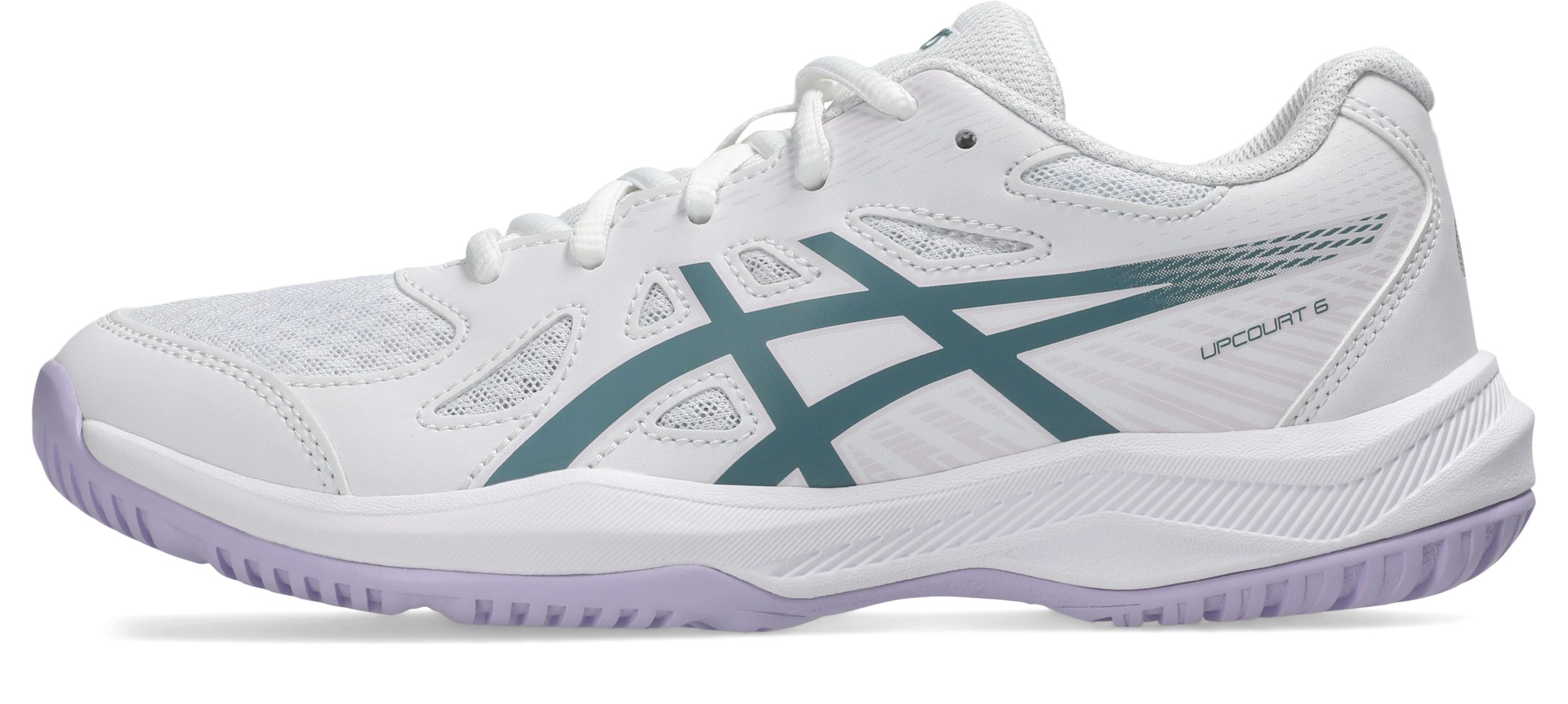 Asics UPCOURT 6 GS WHITE/FOGGY TEAL Handballschuh
