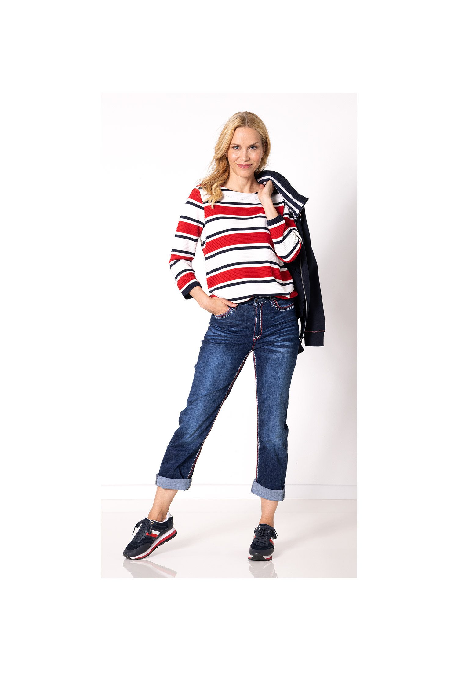 SER Sweatshirt Sweatshirt Ringel W1260600 auch in großen Größen – Bild 3 von 3