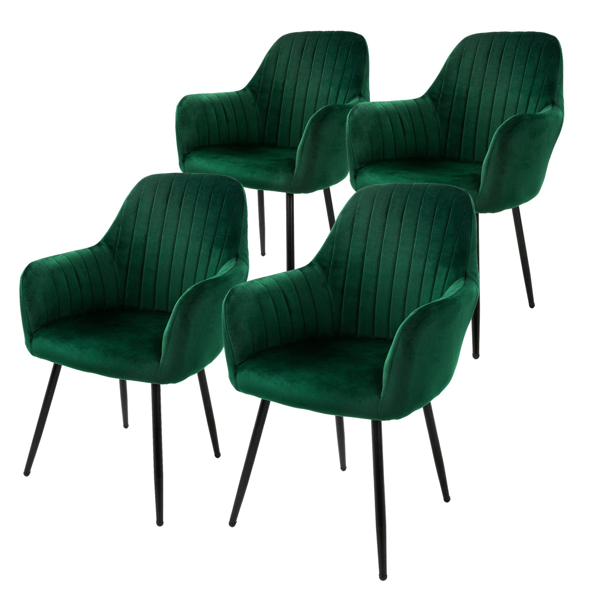ML-DESIGN Stuhl Esszimmerstühle Küchenstühle Polsterstühle Wohnzimmerstühle, 4er Set Grün mit Samtbezug Metallbeinen Ergonomische
