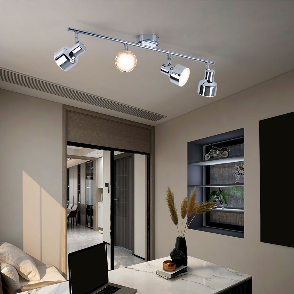 verbaut, LED Spots schwenkbar fest LED-Leuchtmittel chrom LED Deckenleuchte Deckenleuchte, Warmweiß, etc-shop Deckenstrahler