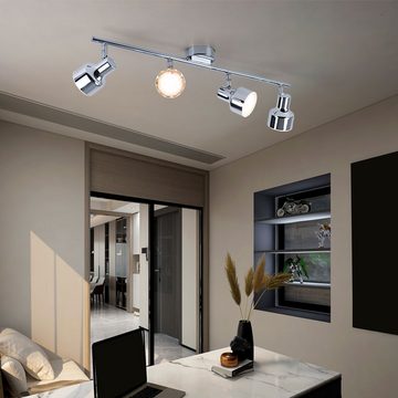 etc-shop LED Deckenleuchte, LED-Leuchtmittel fest verbaut, Warmweiß, Deckenstrahler schwenkbar LED Deckenleuchte Spots chrom
