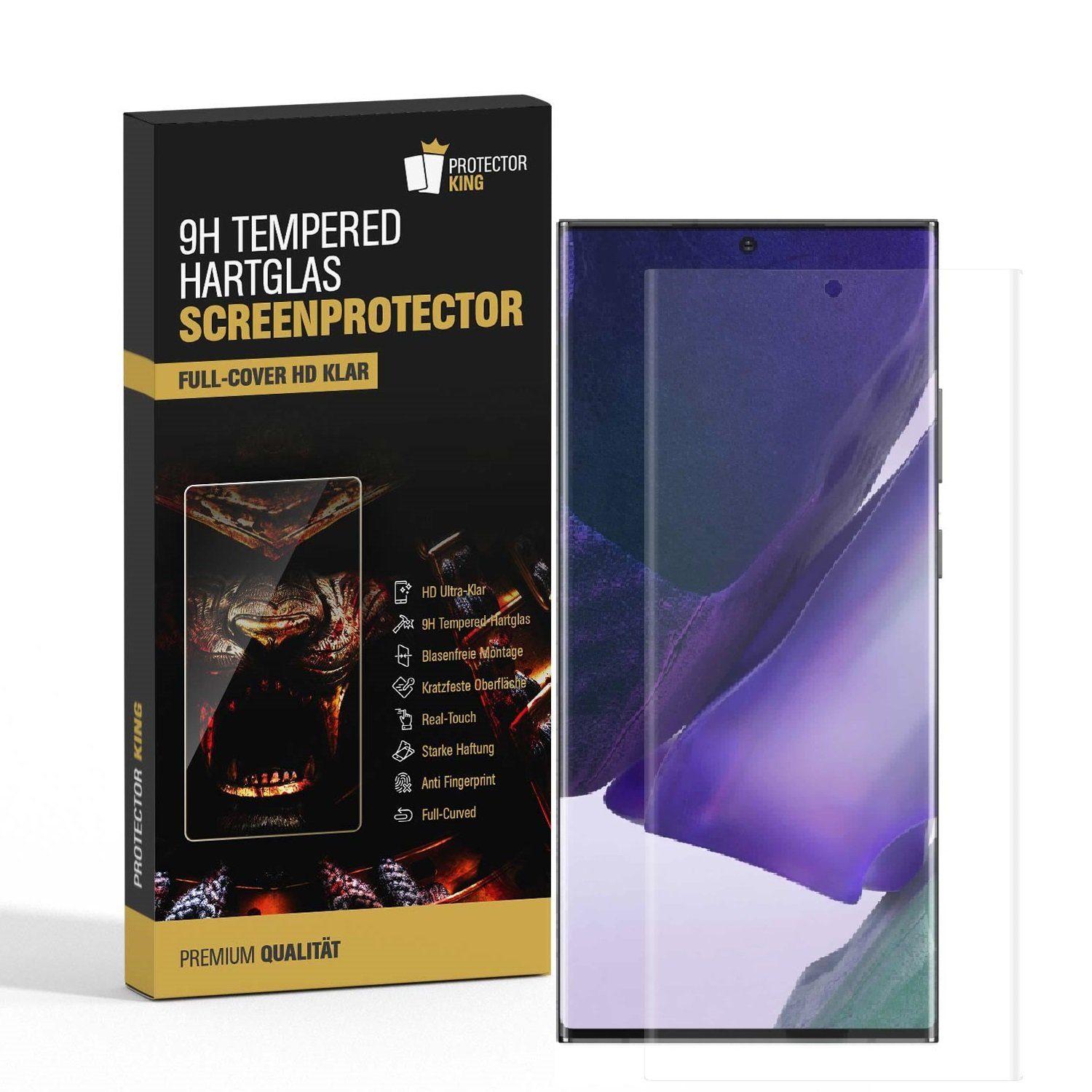 Schutzfolie 1x 9H Panzerglas für Samsung Galaxy Note 20 Ultra FULL CURVED Schutzfo