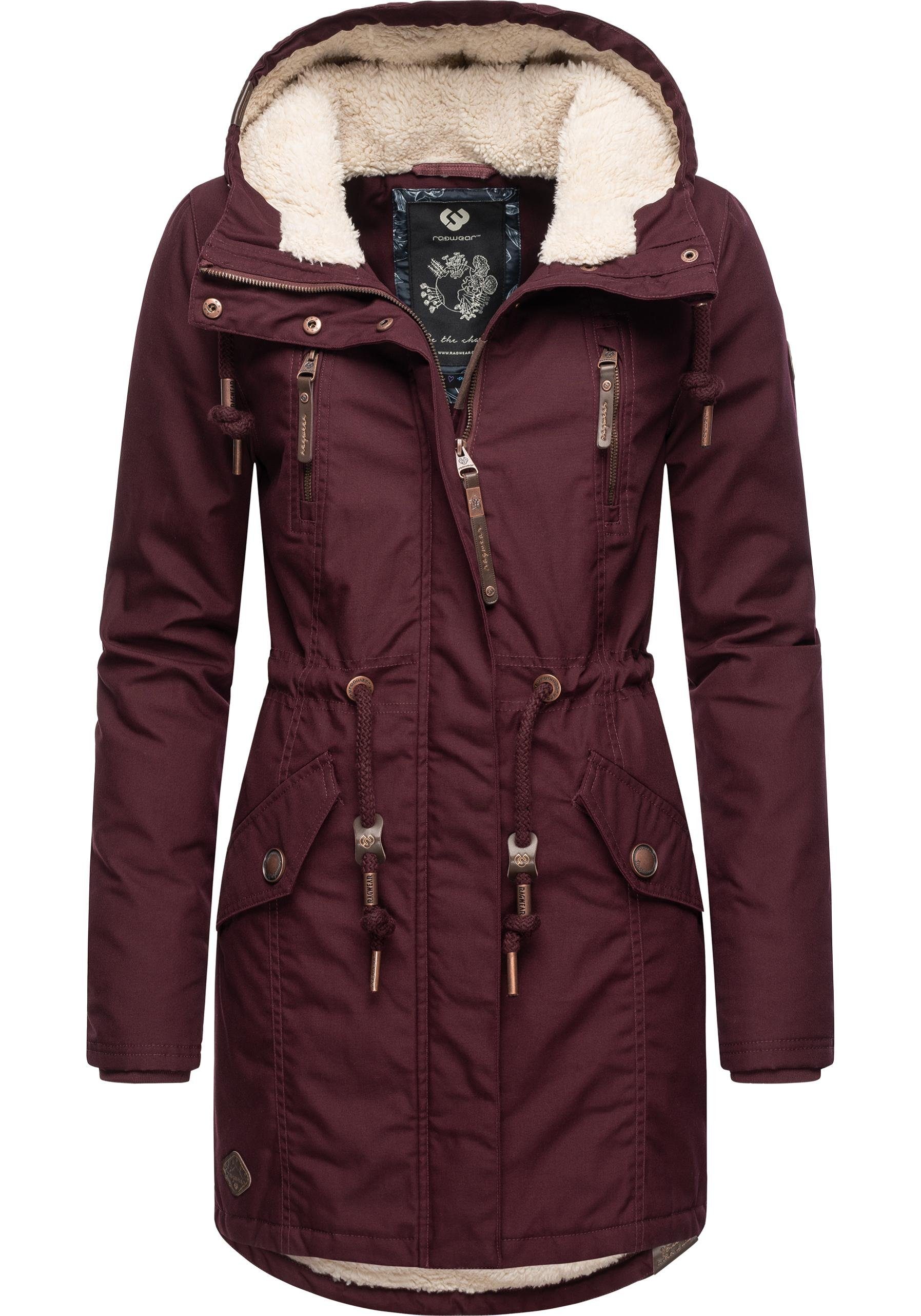 Ragwear Wintermantel Elsie stylischer Winterparka mit Kapuze und Teddyfleec günstig online kaufen