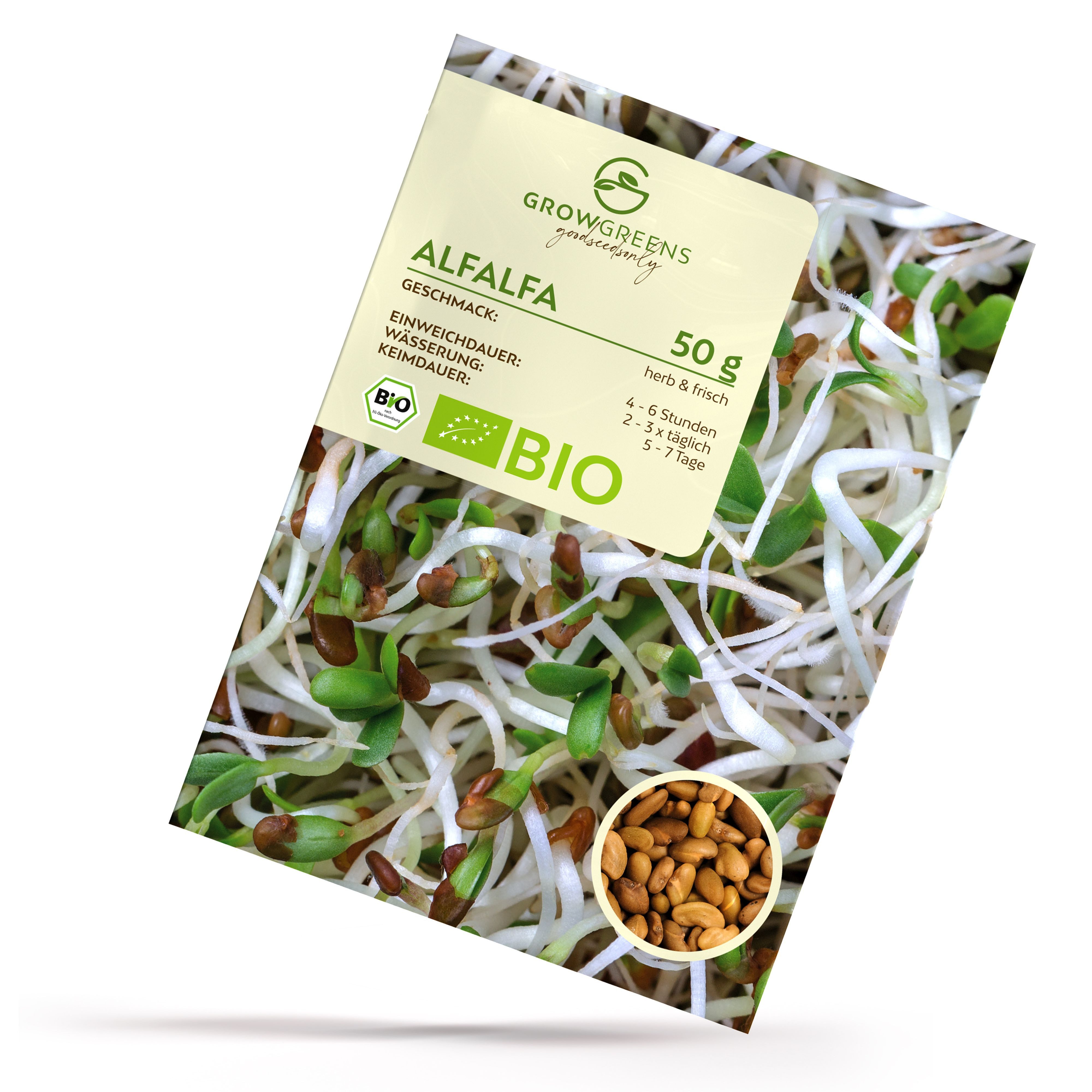 Growgreens Gemüsesamen BIO Alfalfa Sprossen Samen (50g) - Microgreens Saatg günstig online kaufen