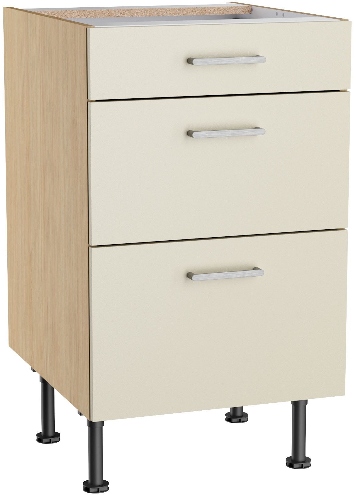 KOCHSTATION Unterschrank KS-Lucy Breite 50 cm, 1 Schubkasten, 2 Auszügen, Soft-Close, verstellb. Füße