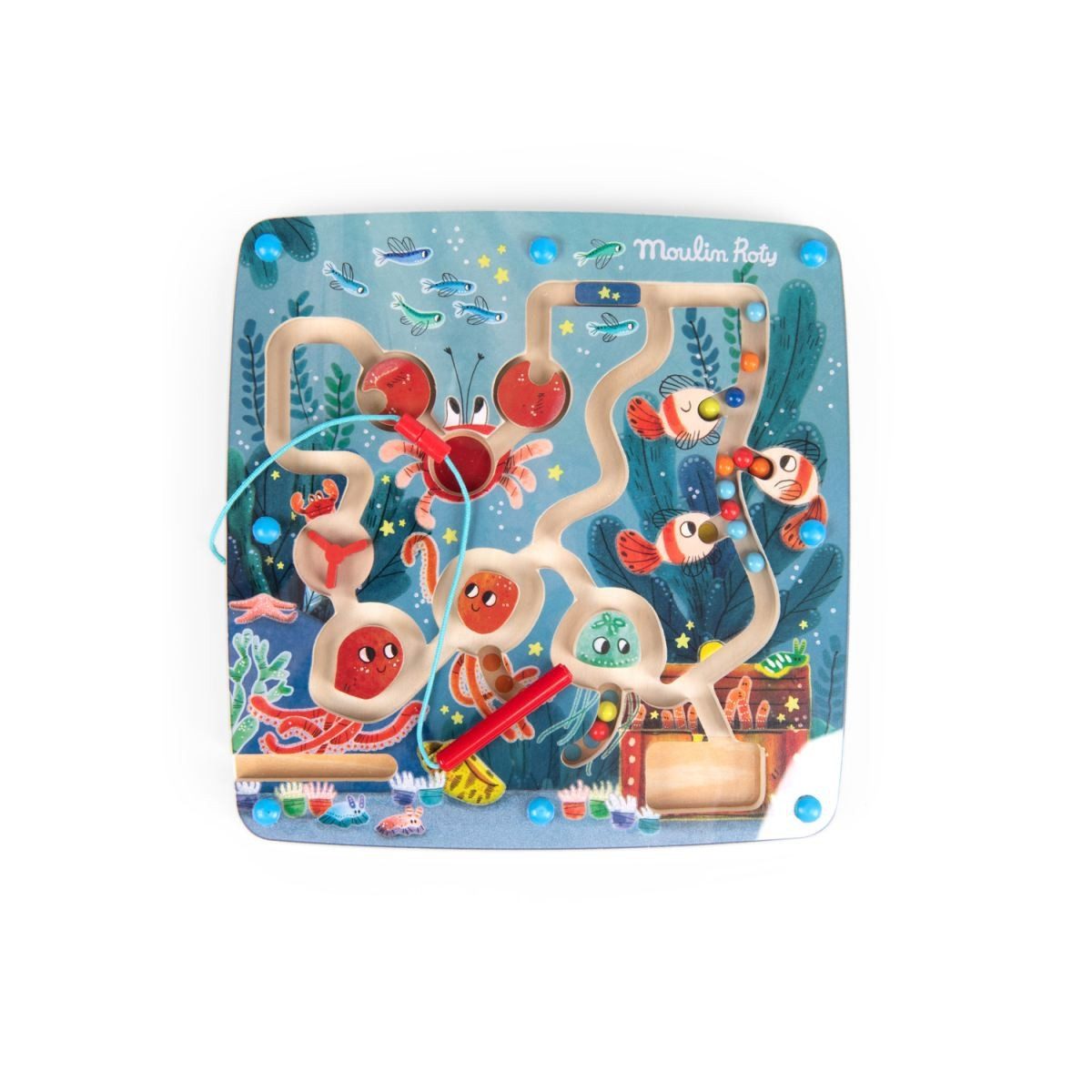 Moulin Roty Spiel Magnetisches Labyrinth für Kinder ab 18 Monaten, Kugelspiel & Geschick