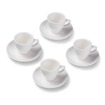 Terra Home Espressotasse extra dickwandiges Espressotassen-Set, Weiß glossy 90 ml, Porzellan, spülmaschinenfest 4er Set