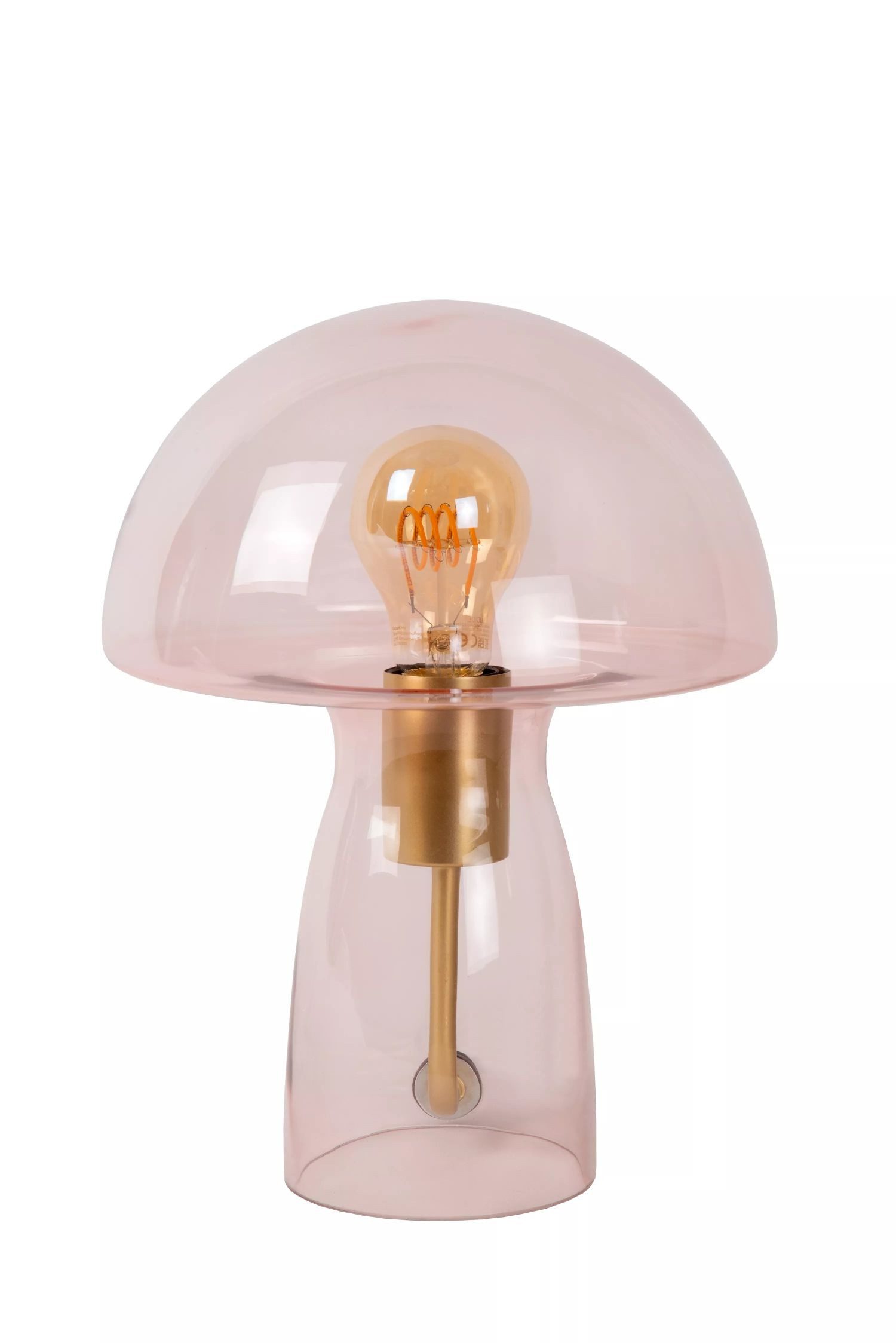Licht-Erlebnisse Nachttischlampe TORIN, ohne Leuchtmittel, Glas E27 Ø 23 cm 28 cm hoch Rosa rund Retro