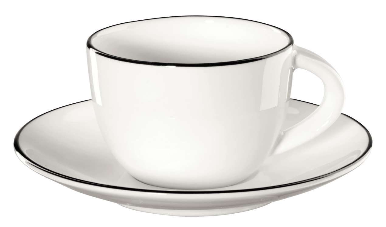 ASA SELECTION Espressotasse à table ligne noire Espressotasse mit Untertasse, Fine Bone China, Geschirr