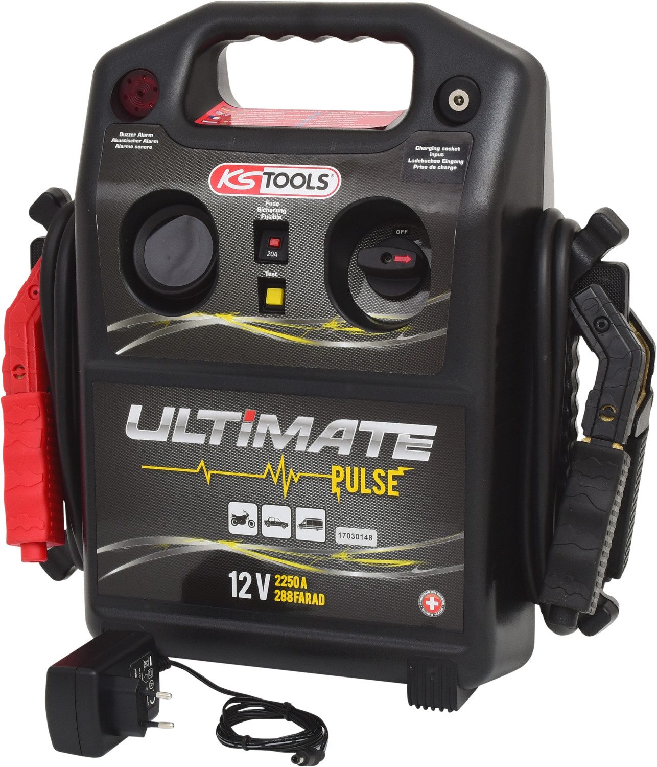 KS Tools Gabel- und Ringschlüssel 12 V Kondensator-Booster - mobiles Starthilfegerät 720 A (550.1830)