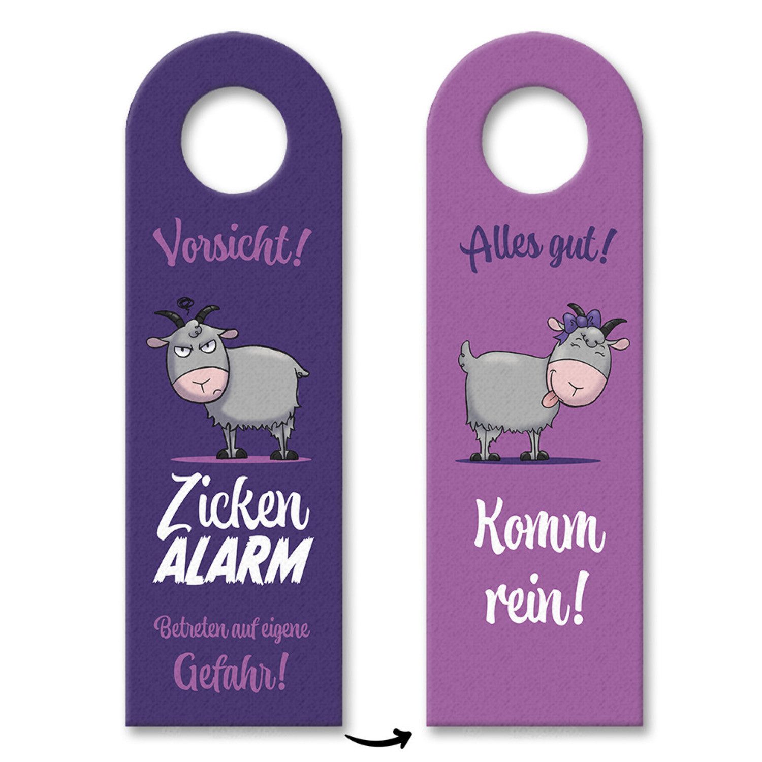 speecheese Dekohänger Vorsicht Zickenalarm Türhänger mit süßen Ziegen