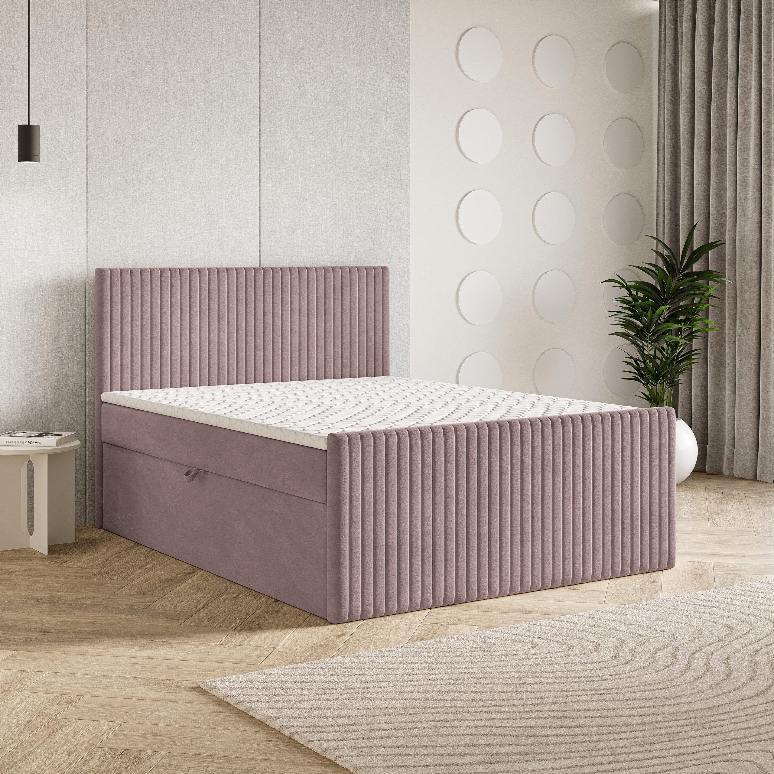 Masseno Boxbett TERVAN 180x200 cm mit Bonell Matratze und Topper, Doppelbett, Polsterbett mit Kopfteil, Boxspringbett