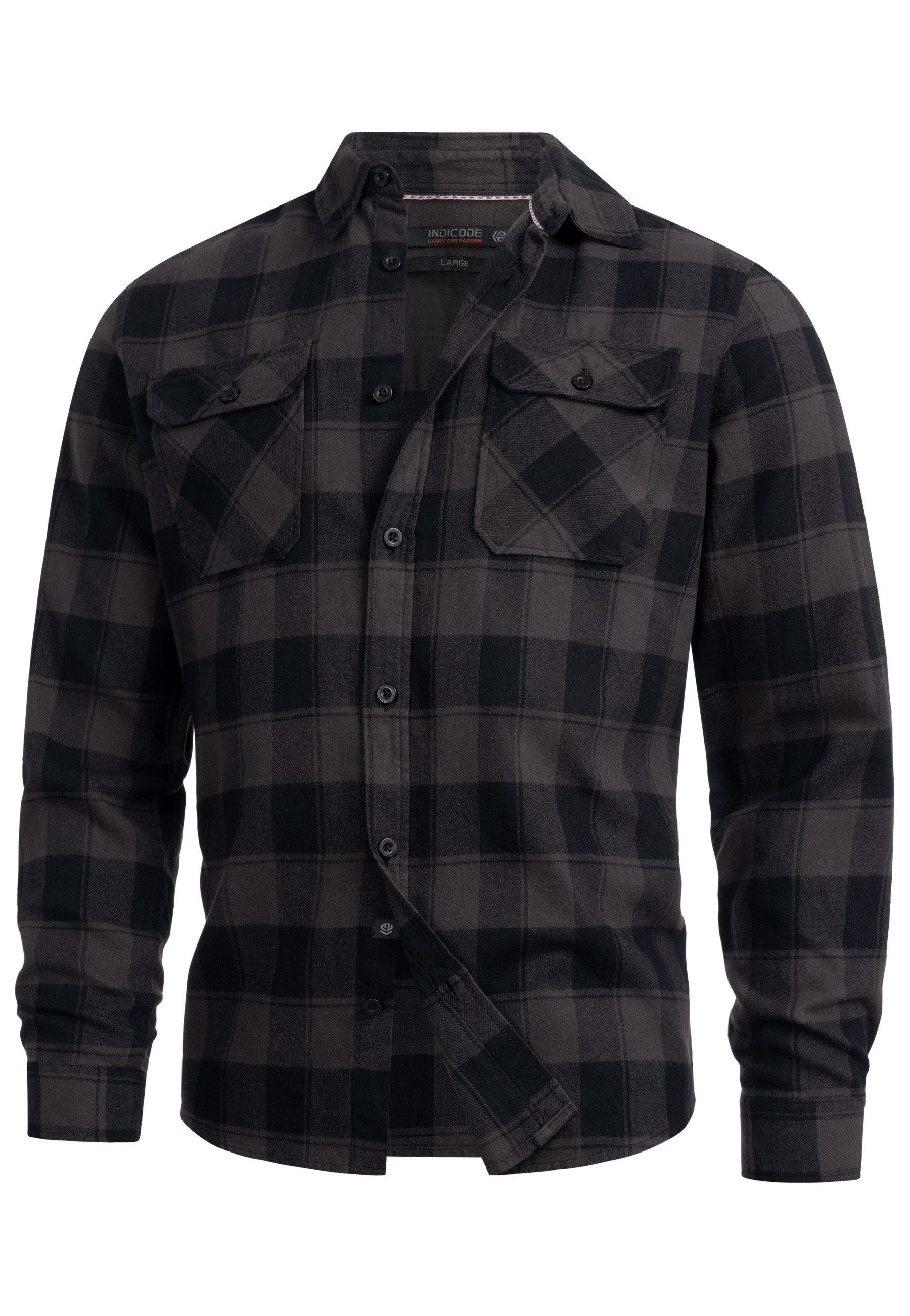 Indicode Langarmhemd Herren INBakula Langarmhemd im Karo-Design Lässiges La günstig online kaufen