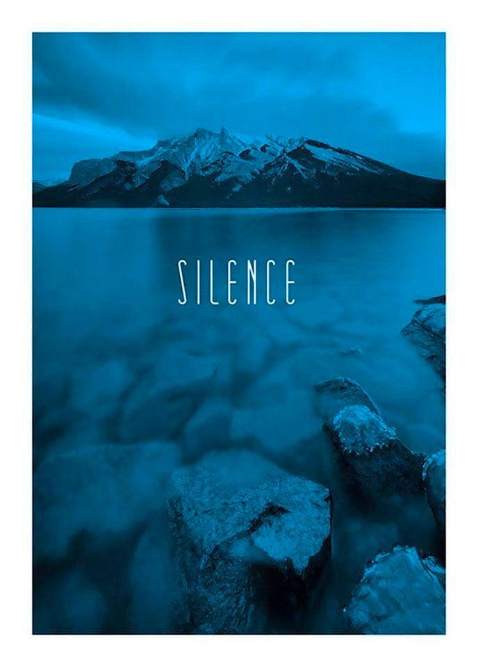 Klassiker von 2024 Wohnzimmer St), Schlafzimmer, Poster Komar Silence Word Natur Lake (1 Blue, Kinderzimmer,