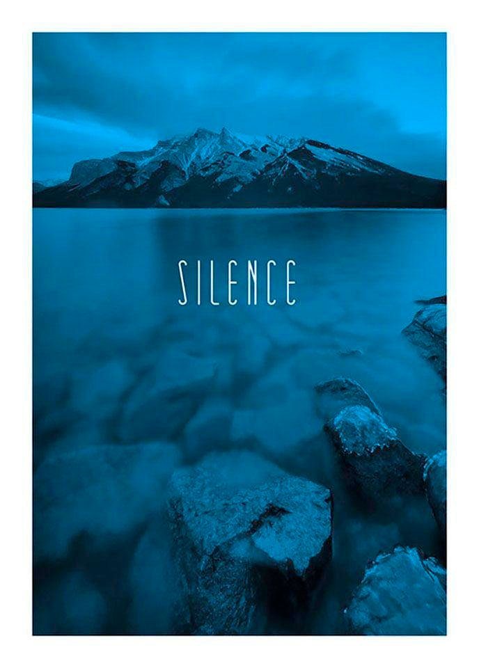 Komar Poster Word Lake Silence Blue, Natur (1 St), Kinderzimmer,  Schlafzimmer, Wohnzimmer