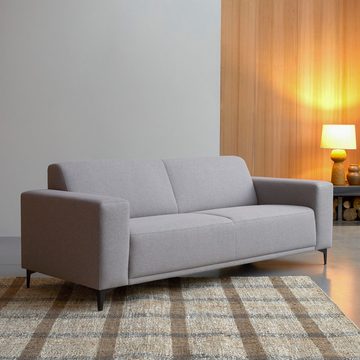 Tikamoon Sofa Lars 3-Sitzer-Sofa mit grauem Stoffbezug