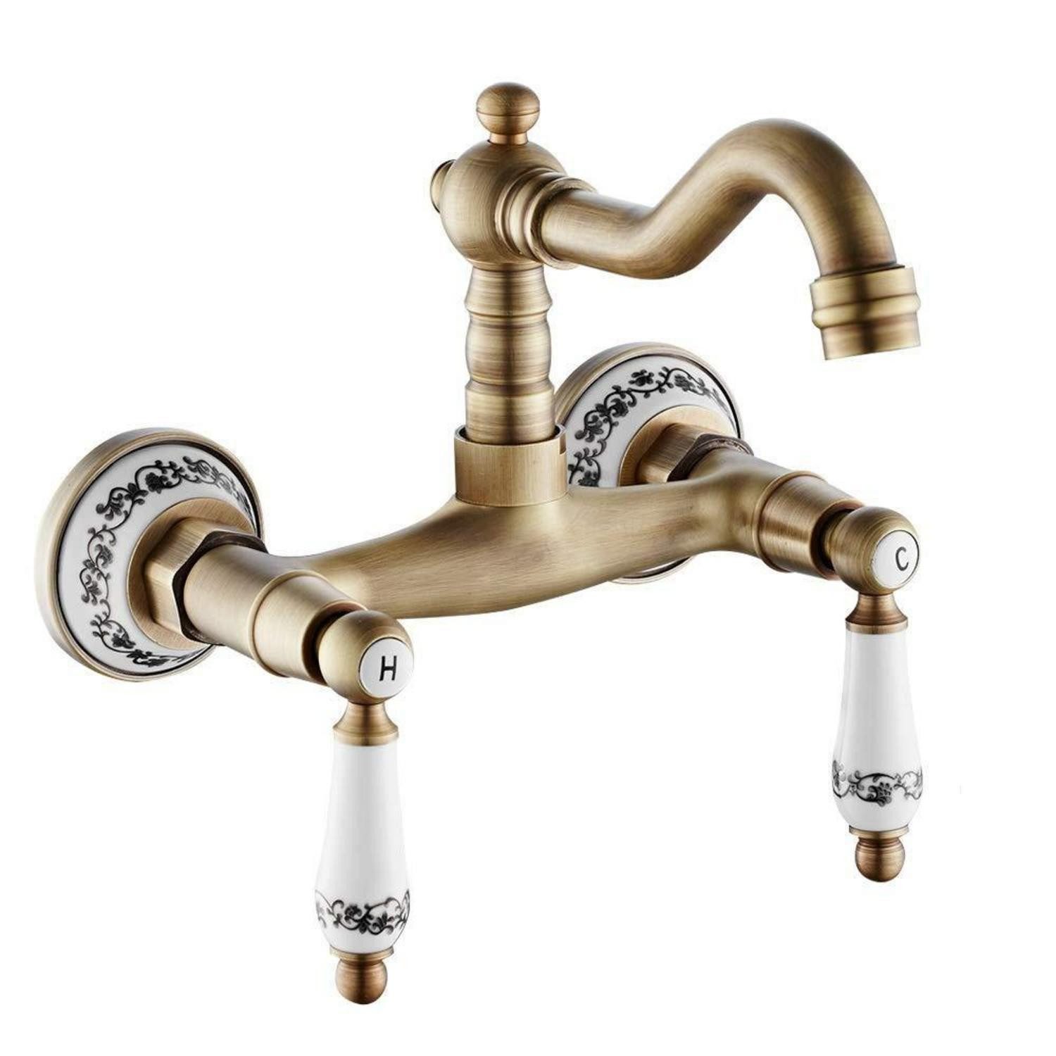 LuxusKollektion Küchenarmatur Vintage Wandarmatur Messing Bronze (1-St)