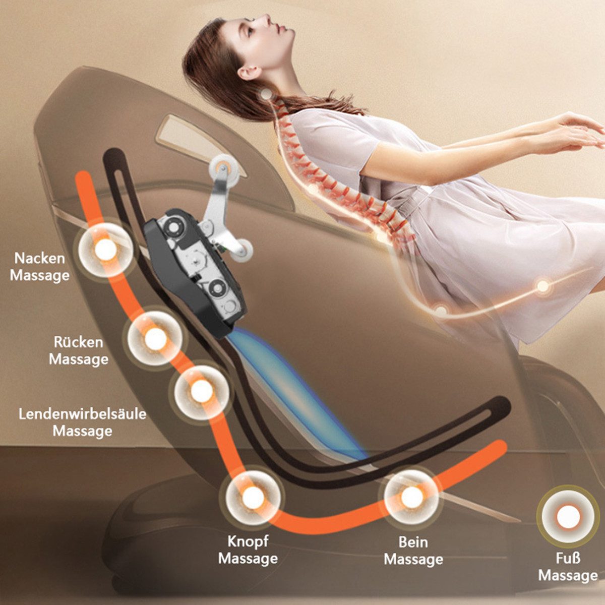 Salottini Massagesessel 2D Premium Massagesessel Basel Relaxsessel Wärmefunktion, Bluetooth