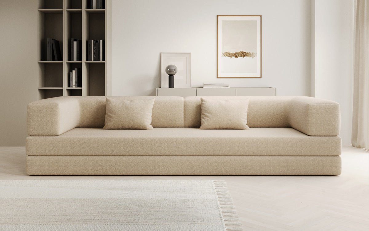 Luxusbetten24 Sofa Designer Sofa Lazy 3 Sitzer XXL, mit Liegefunktion und Bouclé-Bezug