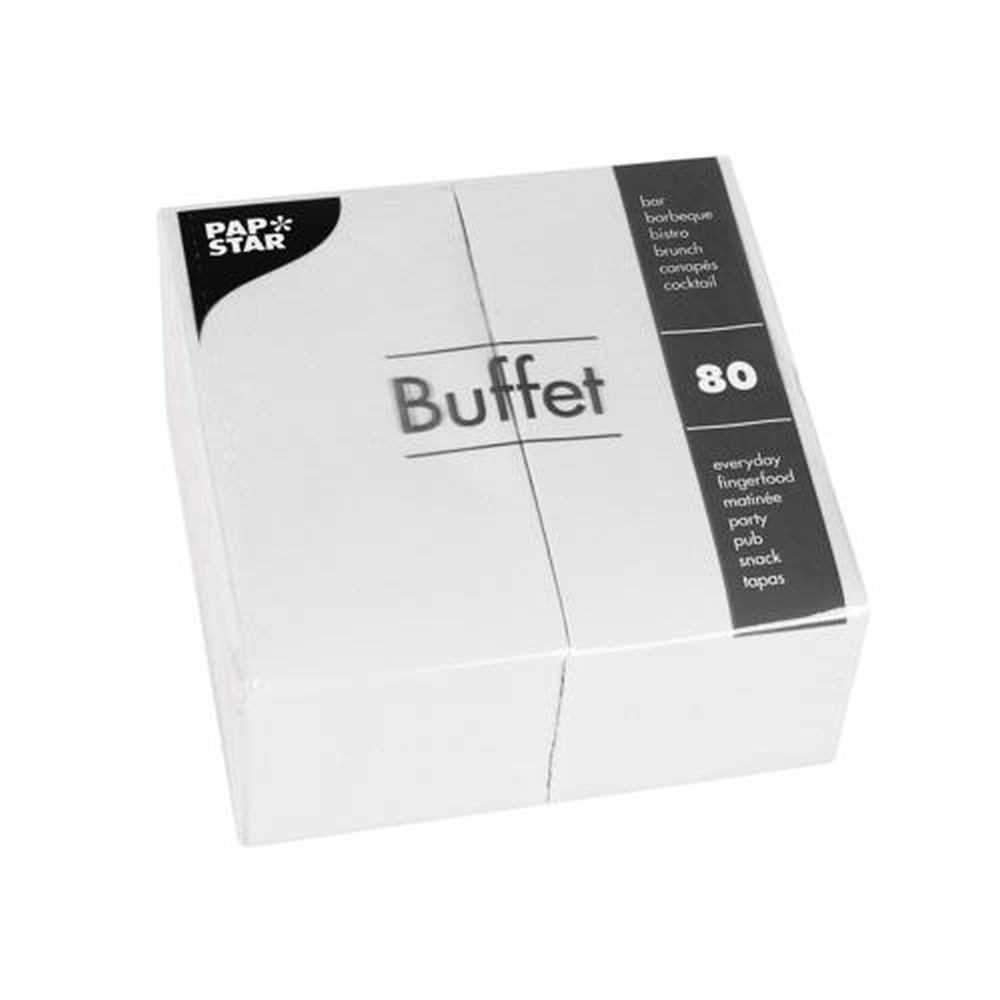 PAPSTAR Papierserviette 80 Servietten, 2-lagig 1/8-Falz 33 cm x 33 cm weiss