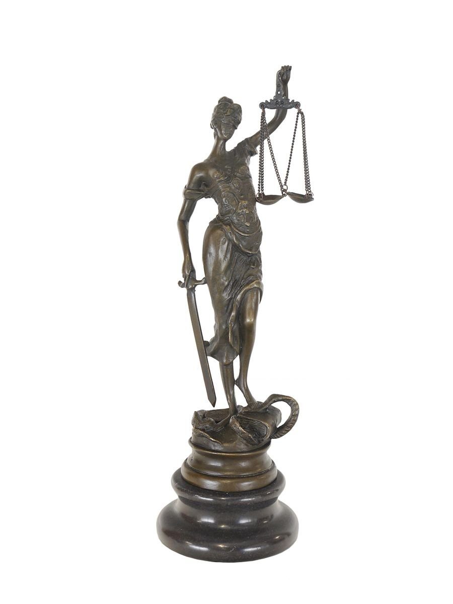 AFG Dekoobjekt Bronze-Skulptur: Ausdrucksstarke Justitia auf edlem Marmor