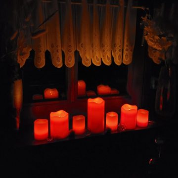 ToCi LED-Kerze 4er Set LED Kerzen Rot Timer Echtwachs Kerzen mit flackernder Flamme