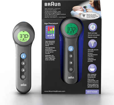 Braun Fieberthermometer »No touch + touch Thermometer mit Age Precision®, BNT400«, Dual-Technologie - No touch + touch Stirnmessung
