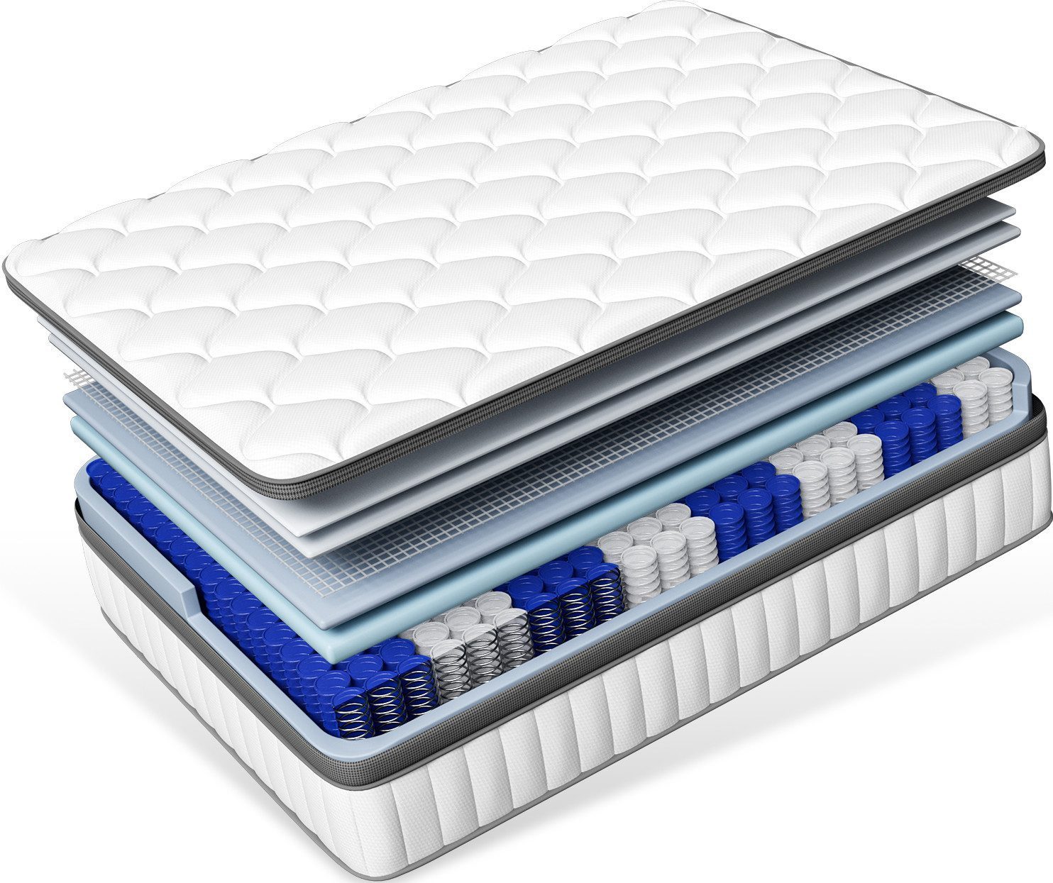 Taschenfederkernmatratze Matratze, 7-Zonen Federkernmatratze Matratzen, Hiazurm, 25 cm hoch, (mit Spannbettlaken,EU-Qualitätszertifizierung, Atmungsaktiv, Orthopädisch, EU-Qualitätszertifizierung, Atmungsaktiv, Orthopädisch), Matratze 90x200 cm oder 140x200 cm, für Kinder und Erwachsen