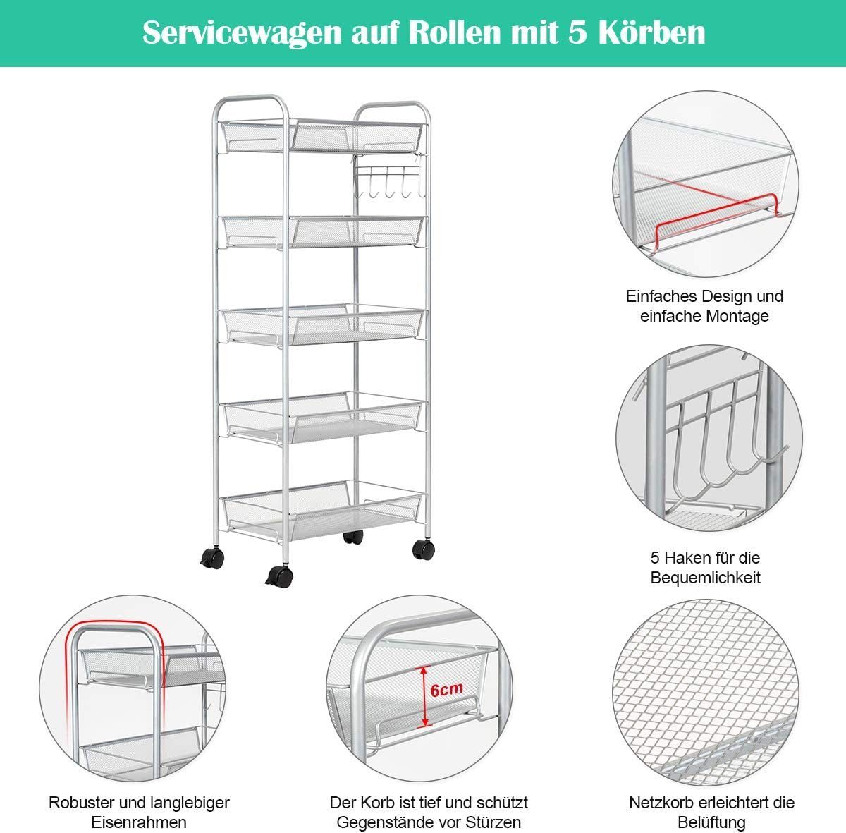 KOMFOTTEU Bambus-Servierwagen - Stilvoll & Praktisch Für Die Küche